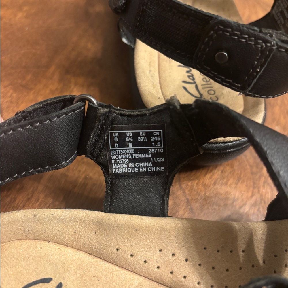 Clarks Black Strappy Sandals - Picture 8 of 8